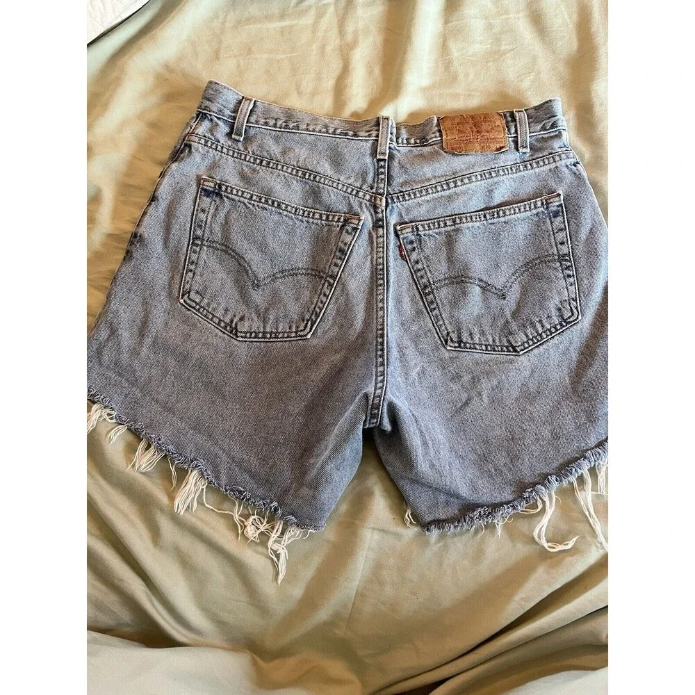 Levi's 560 Cut Off Shorts Size 36 Blue Faded Denim Baggy Y2K 6 Inches Long